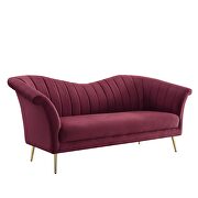 Red velvet upholstery and gold finish metal legs sofa by Acme additional picture 3