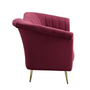 Red velvet upholstery and gold finish metal legs sofa by Acme additional picture 4