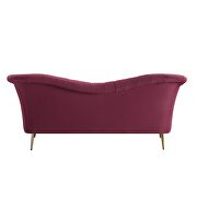 Red velvet upholstery and gold finish metal legs sofa by Acme additional picture 5