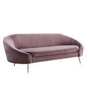 Pink velvet upholstery and gold metal tapered legs sofa by Acme additional picture 3