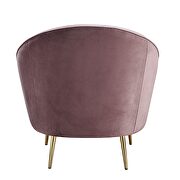 Pink velvet upholstery and gold metal tapered legs chair by Acme additional picture 4