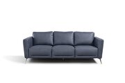 Serene blue leather overstuffed backrests and plush seats sofa by Acme additional picture 4