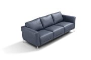 Serene blue leather overstuffed backrests and plush seats sofa by Acme additional picture 5