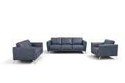 Serene blue leather overstuffed backrests and plush seats sofa by Acme additional picture 8