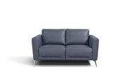 Serene blue leather overstuffed backrests and plush seats sofa by Acme additional picture 10