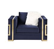 Blue velvet upholstery and gold detail on the base sofa by Acme additional picture 11