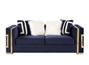 Blue velvet upholstery and gold detail on the base sofa by Acme additional picture 8