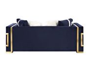 Blue velvet upholstery and gold detail on the base sofa by Acme additional picture 9
