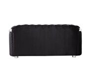 Black velvet upholstery & chrome finish base classic chesterfield design sofa by Acme additional picture 10
