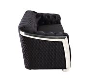 Black velvet upholstery & chrome finish base classic chesterfield design chair by Acme additional picture 2