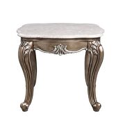Marble top & antique bronze finish gold trim accent end table by Acme additional picture 2