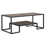 Rustic oak top & black finish metal frame coffee table by Acme additional picture 2