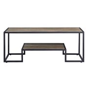 Rustic oak top & black finish metal frame coffee table by Acme additional picture 3