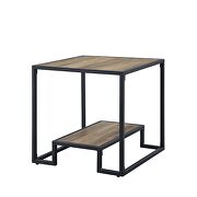 Rustic oak top & black finish metal frame coffee table by Acme additional picture 5