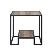 Rustic oak top & black finish metal frame coffee table by Acme additional picture 6
