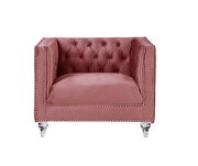 Pink velvet faux diamond trim classic sofa by Acme additional picture 8
