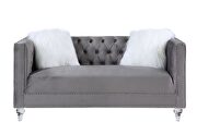Gray velvet faux diamond trim classic loveseat by Acme additional picture 2