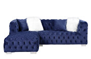 Blue velvet upholstery elegant button-tufted sectional sofa by Acme additional picture 2