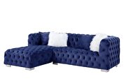 Blue velvet upholstery elegant button-tufted sectional sofa by Acme additional picture 3