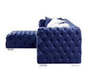Blue velvet upholstery elegant button-tufted sectional sofa by Acme additional picture 4