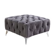 Dark gray velvet upholstery classic button tufting sectional sofa by Acme additional picture 4