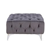 Dark gray velvet upholstery classic button tufting ottoman by Acme additional picture 2