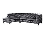 Dark gray velvet traditional design sectional sofa by Acme additional picture 3