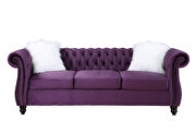 Purple velvet upholstery button tufted sofa by Acme additional picture 2