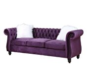 Purple velvet upholstery button tufted sofa by Acme additional picture 4