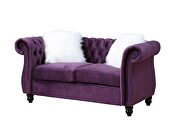 Purple velvet upholstery button tufted sofa by Acme additional picture 8