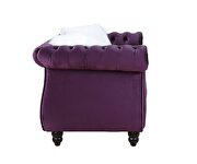 Purple velvet upholstery button tufted loveseat by Acme additional picture 2