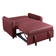 Red fabric adjustable sofa w/ sleeper by Acme additional picture 2