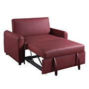 Red fabric adjustable sofa w/ sleeper by Acme additional picture 3