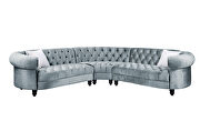 Light blue velvet upholstery ultra-plush cushions sectional sofa by Acme additional picture 3