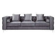 Gray velvet upholstery contemporary design sofa by Acme additional picture 2