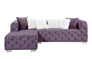 Purple smooth velvet upholstery button-tufted design sectional sofa by Acme additional picture 2