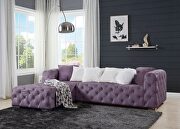 Purple smooth velvet upholstery button-tufted design sectional sofa by Acme additional picture 3