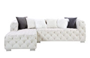 Beige smooth velvet upholstery button-tufted design sectional sofa by Acme additional picture 2