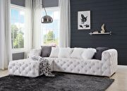 Beige smooth velvet upholstery button-tufted design sectional sofa by Acme additional picture 3