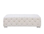 Beige smooth velvet upholstery button-tufted design ottoman by Acme additional picture 3