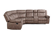 2-tone chocolate velvet sectional recliner sofa with usb and ac power ports by Acme additional picture 2