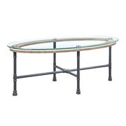 Tempered glass table top & sandy gray finish legs coffee table by Acme additional picture 3