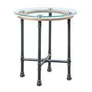 Tempered glass table top & sandy gray finish legs end table by Acme additional picture 2