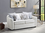 Beige textured-linen fabric upholstery barrel seat back sofa by Acme additional picture 2