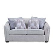 Beige textured-linen fabric upholstery barrel seat back sofa by Acme additional picture 9