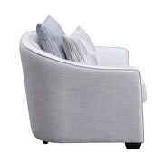 Beige textured-linen fabric upholstery barrel seat back chair by Acme additional picture 2
