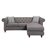 Brown fabric upholstery button tufted reversible sectional sofa by Acme additional picture 2