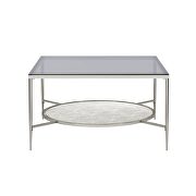 Tempered glass top / metal frame with chrome finish coffee table by Acme additional picture 4