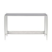 Tempered glass top / metal frame with chrome finish sofa table by Acme additional picture 2