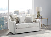 Beige linen upholstery contemporary look with the gently curved sofa by Acme additional picture 2